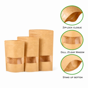 plain kraft stand up zip lock pouch with window dabby wala 1