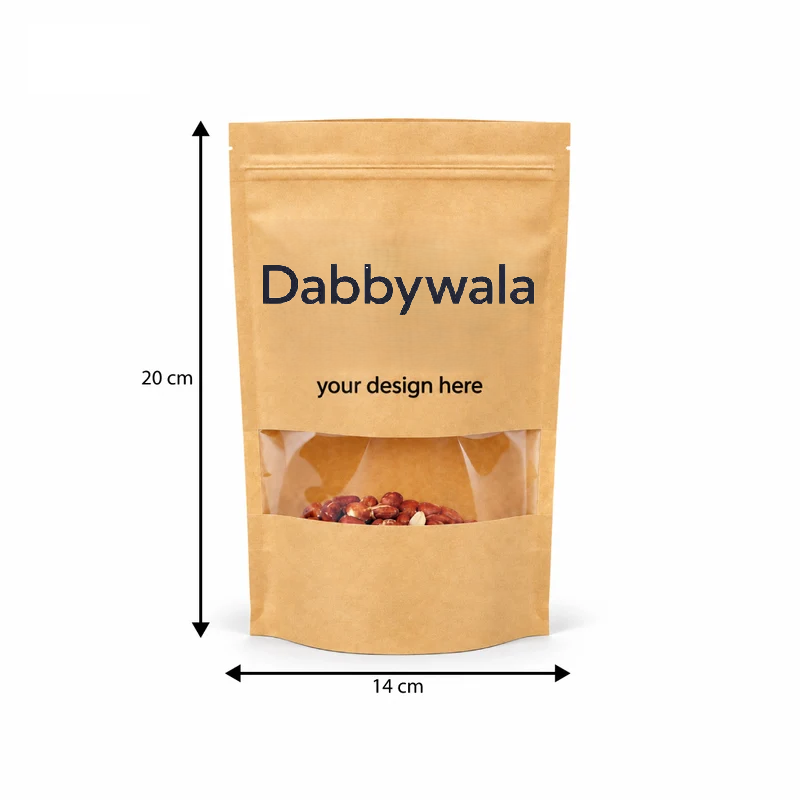 print kraft stand up zip lock pouch with window dabby wala 1 print kraft stand up zip lock pouch with window dabby wala 1