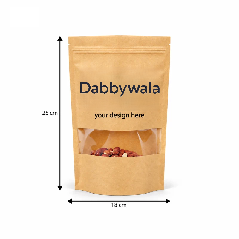print kraft stand up zip lock pouch with window dabby wala 3 print kraft stand up zip lock pouch with window dabby wala 3