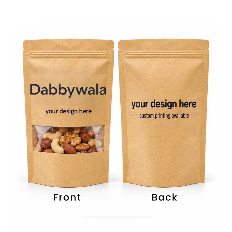 print kraft stand up zip lock pouch with window dabby wala 4 print kraft stand up zip lock pouch with window dabby wala 4