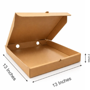 (13x13x2) large pizza box – logo print brown 1