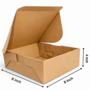 (8x8x4) 1 pound corrugated cake box – plain brown 1